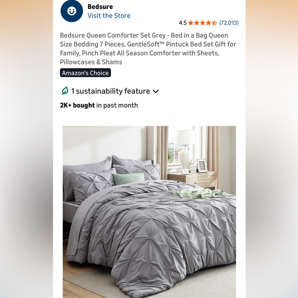 Gray Queen 7 piece Comforter Set